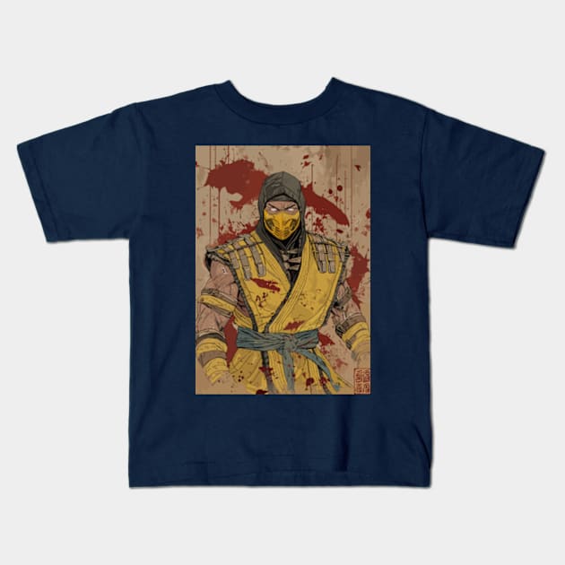 Scorpion Mortal Kombat Kids T-Shirt by moreirapod